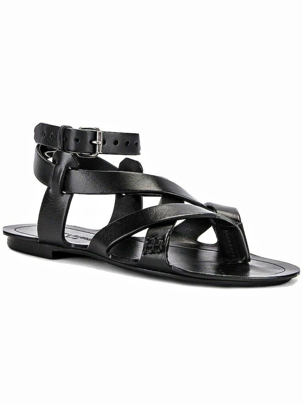 Saint Laurent Culver Flat Sandals Black EU 37 New in Box $945